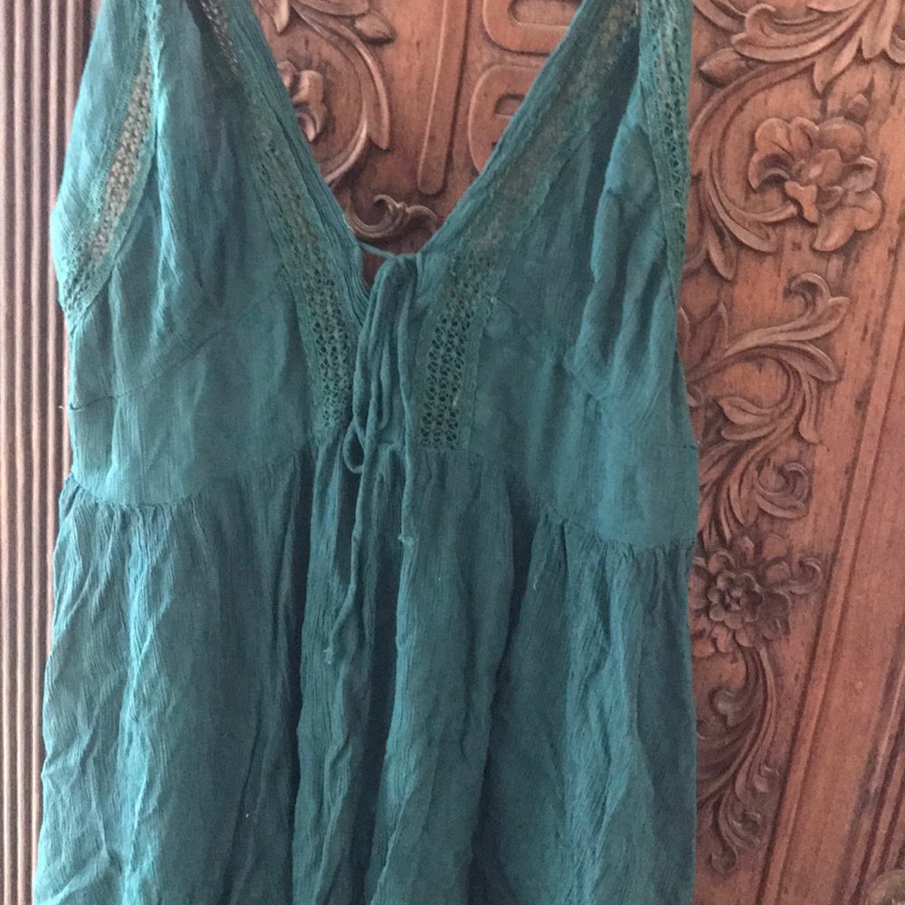 Free People green embroidered dress!
